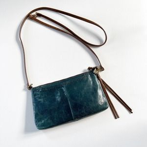 HOBO | Darcy Tassel Zip Crossbody Clutch Green Leather Small Women's